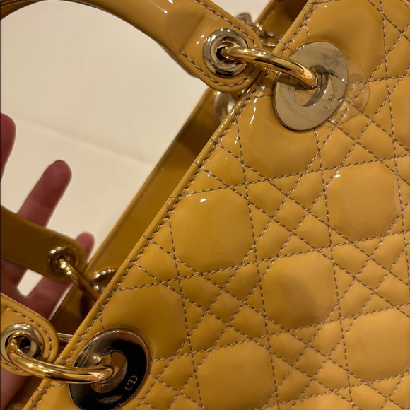 Christian Dior Patent Medium Lady Dior Bag Beige - Picture 9 of 14